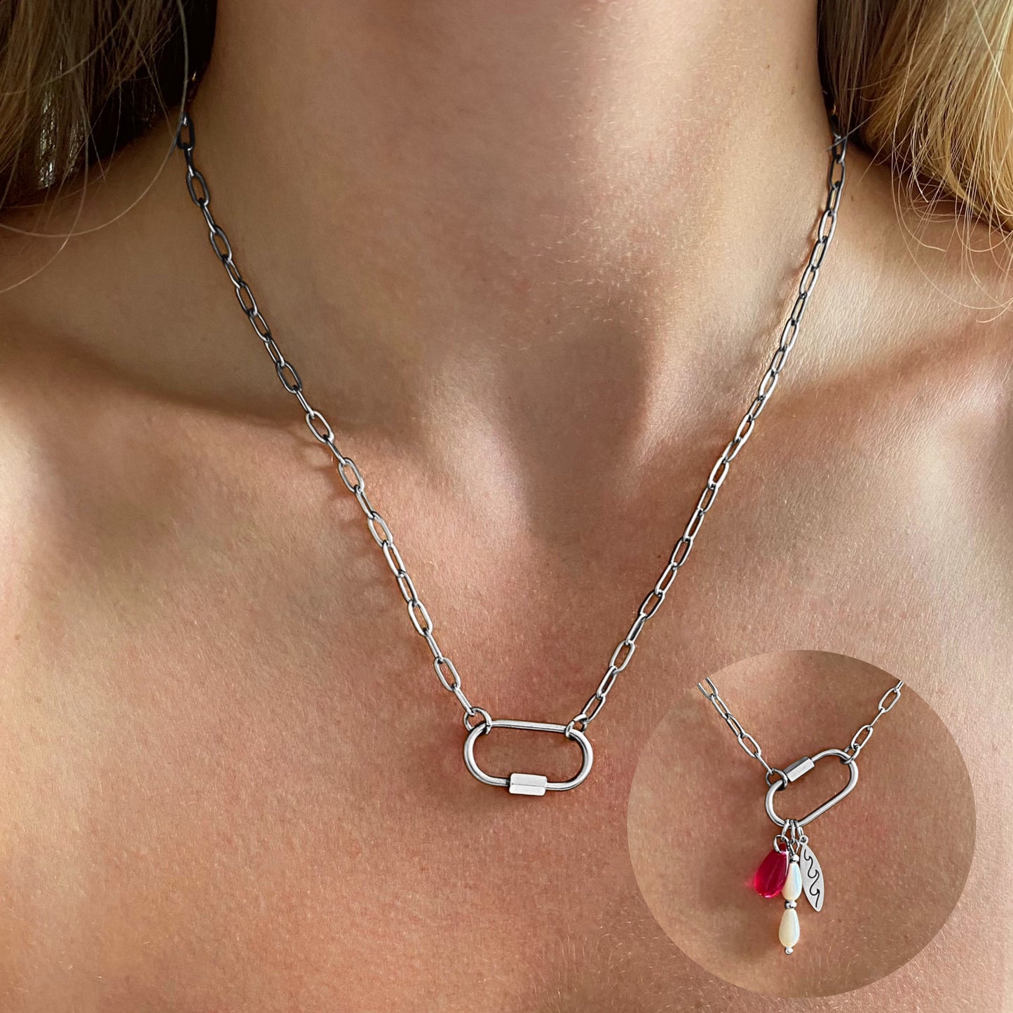 Agathe- Collier à personnaliser anneau oval